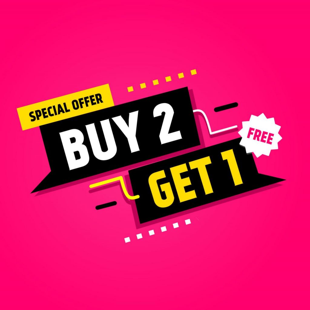 Buy 2 Get 1 Free Promotional Banner Vector, Buy Two Get One ...